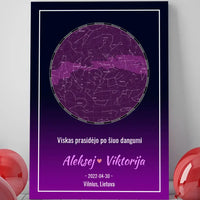 Personalizuotas žvaigždžių žemėlapis ant drobės  Drobe -  dovanokis.lt