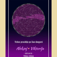 Personalizuotas žvaigždžių žemėlapis ant drobės  Drobe -  dovanokis.lt