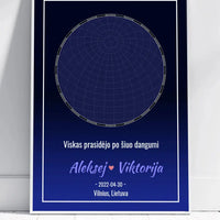Personalizuotas žvaigždžių žemėlapis, plakatas su rėmeliu  Posteris(Plakatas) -  dovanokis.lt