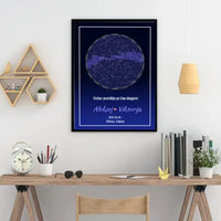 Personalizuotas žvaigždžių žemėlapis, plakatas su rėmeliu  Posteris(Plakatas) -  dovanokis.lt