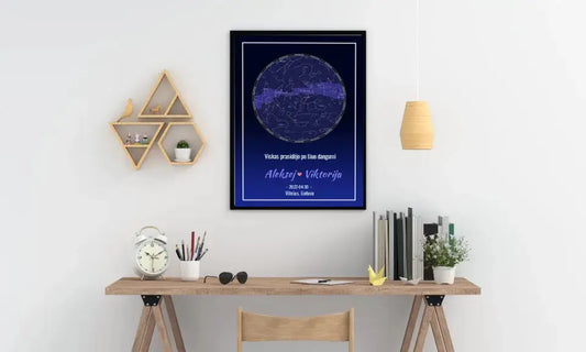 Personalizuotas žvaigždžių žemėlapis, plakatas su rėmeliu  Posteris(Plakatas) -  dovanokis.lt