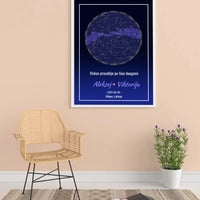 Personalizuotas žvaigždžių žemėlapis, plakatas su rėmeliu  Posteris(Plakatas) -  dovanokis.lt