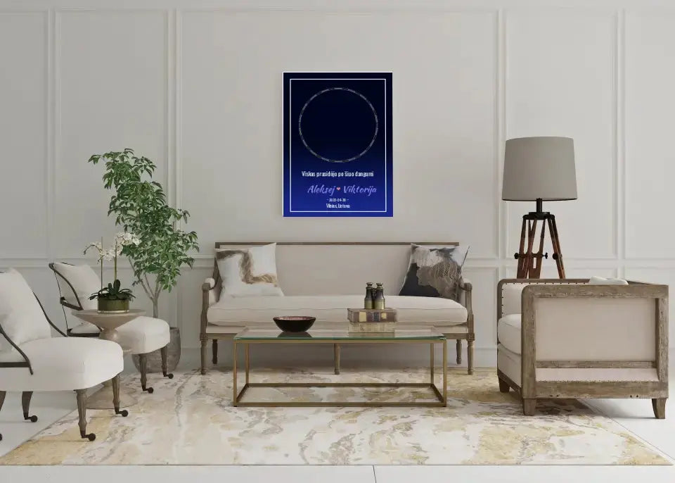 Personalizuotas žvaigždžių žemėlapis ant drobės  Drobe -  dovanokis.lt