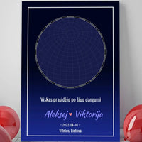 Personalizuotas žvaigždžių žemėlapis ant drobės  Drobe -  dovanokis.lt