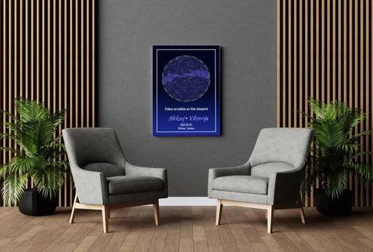 Personalizuotas žvaigždžių žemėlapis ant drobės  Drobe -  dovanokis.lt