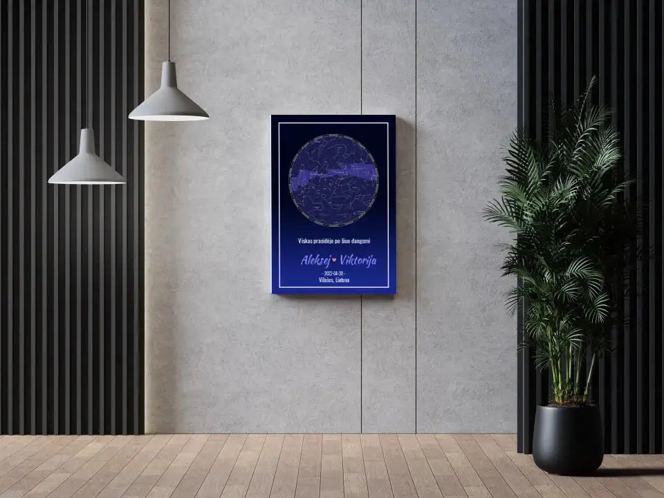 Personalizuotas žvaigždžių žemėlapis ant drobės  Drobe -  dovanokis.lt