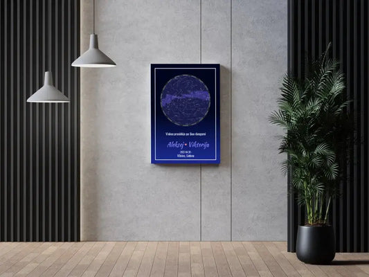 Personalizuotas žvaigždžių žemėlapis ant drobės  Drobe -  dovanokis.lt