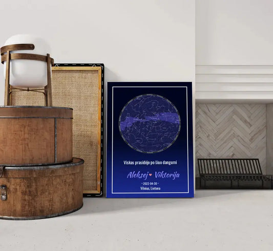 Personalizuotas žvaigždžių žemėlapis ant drobės  Drobe -  dovanokis.lt