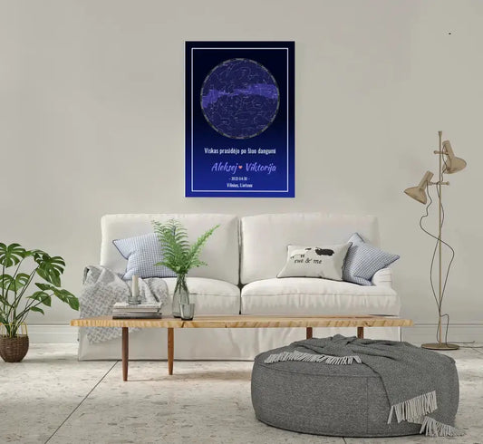 Personalizuotas žvaigždžių žemėlapis ant drobės  Drobe -  dovanokis.lt