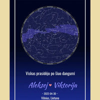 Personalizuotas žvaigždžių žemėlapis ant drobės  Drobe -  dovanokis.lt