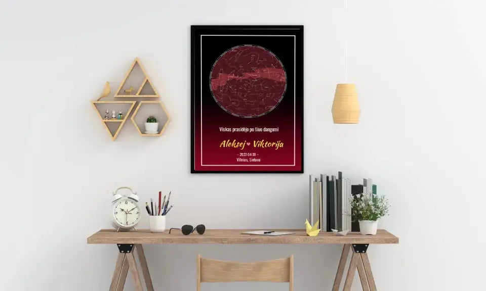 Personalizuotas žvaigždžių žemėlapis, plakatas su rėmeliu  Posteris(Plakatas) -  dovanokis.lt