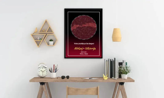 Personalizuotas žvaigždžių žemėlapis, plakatas su rėmeliu  Posteris(Plakatas) -  dovanokis.lt