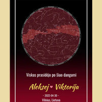 Personalizuotas žvaigždžių žemėlapis ant drobės  Drobe -  dovanokis.lt