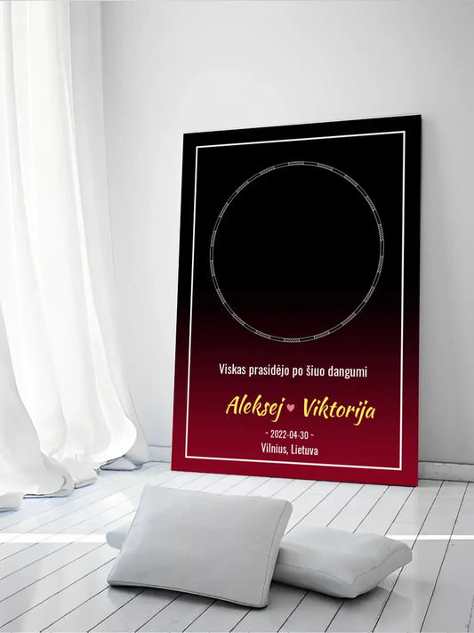 Personalizuotas žvaigždžių žemėlapis ant drobės  Drobe -  dovanokis.lt