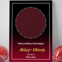 Personalizuotas žvaigždžių žemėlapis ant drobės  Drobe -  dovanokis.lt