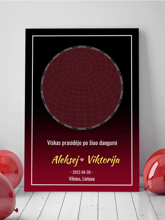 Personalizuotas žvaigždžių žemėlapis ant drobės  Drobe -  dovanokis.lt