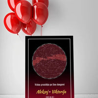 Personalizuotas žvaigždžių žemėlapis ant drobės  Drobe -  dovanokis.lt