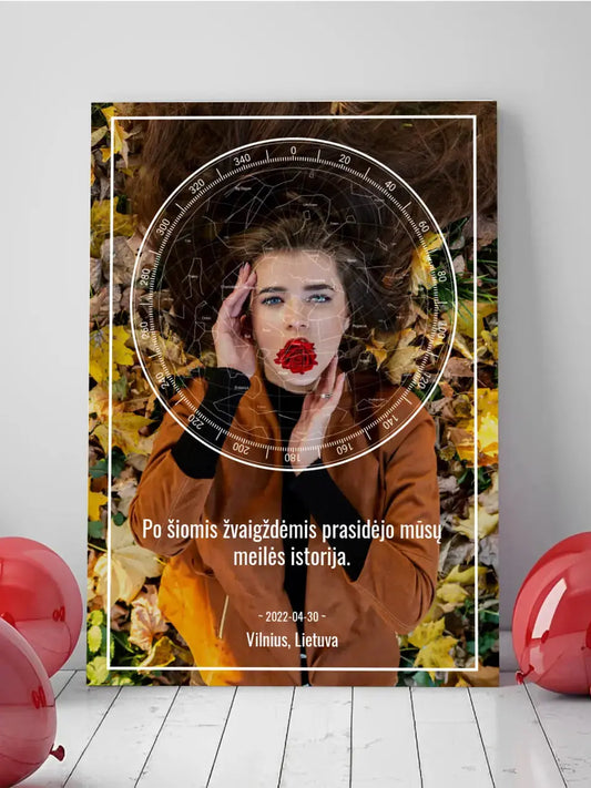 Personalizuotas žvaigždžių žemėlapis ant drobės  Drobe -  dovanokis.lt