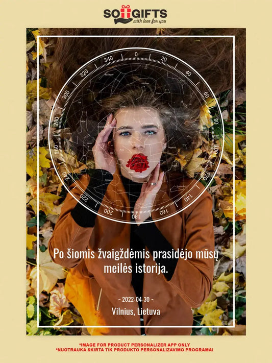 Personalizuotas žvaigždžių žemėlapis ant drobės  Drobe -  dovanokis.lt