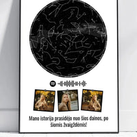 Personalizuotas žvaigždžių žemėlapis, plakatas su rėmeliu  Posteris(Plakatas) -  dovanokis.lt