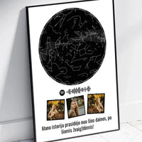 Personalizuotas žvaigždžių žemėlapis, plakatas su rėmeliu  Posteris(Plakatas) -  dovanokis.lt
