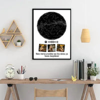 Personalizuotas žvaigždžių žemėlapis, plakatas su rėmeliu  Posteris(Plakatas) -  dovanokis.lt