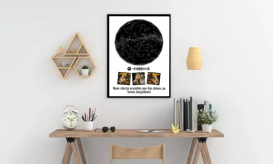 Personalizuotas žvaigždžių žemėlapis, plakatas su rėmeliu  Posteris(Plakatas) -  dovanokis.lt