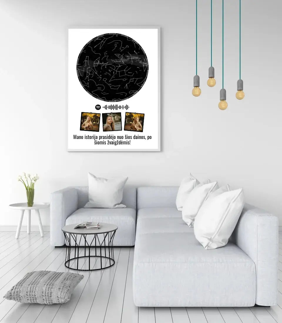 Personalizuotas žvaigždžių žemėlapis, plakatas su rėmeliu  Posteris(Plakatas) -  dovanokis.lt