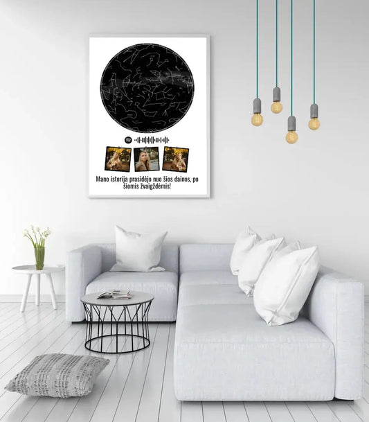 Personalizuotas žvaigždžių žemėlapis, plakatas su rėmeliu  Posteris(Plakatas) -  dovanokis.lt