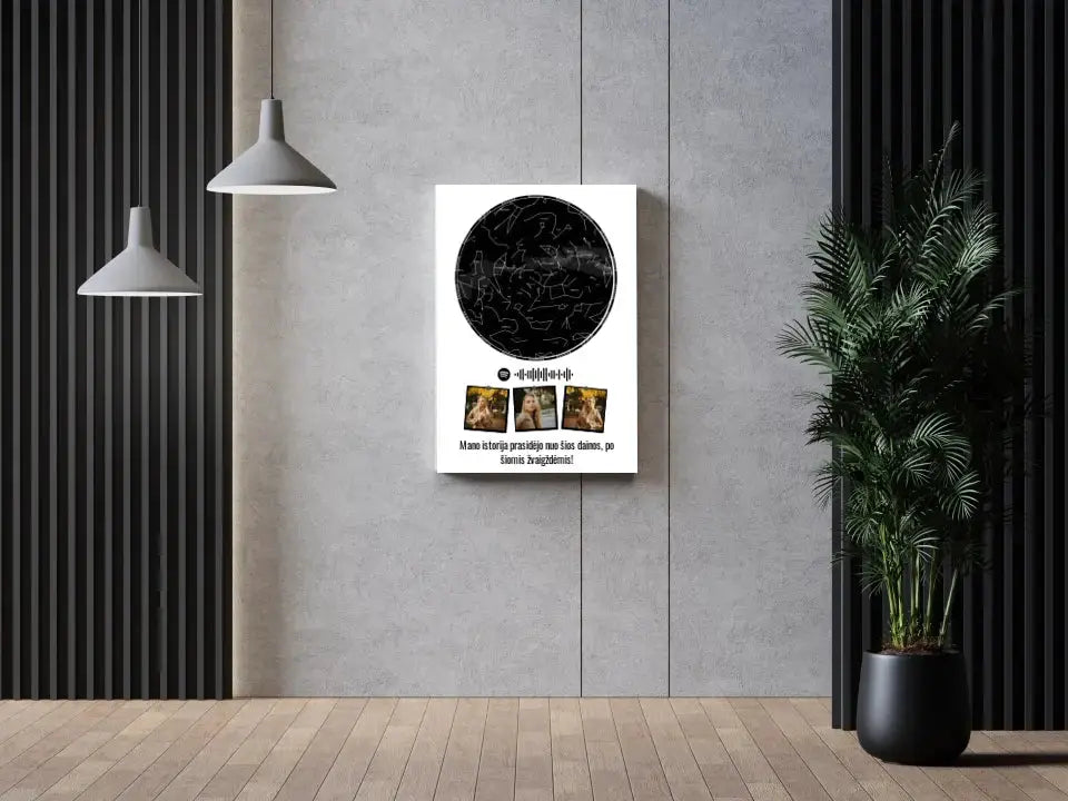 Personalizuotas žvaigždžių žemėlapis ant drobės  Drobe -  dovanokis.lt