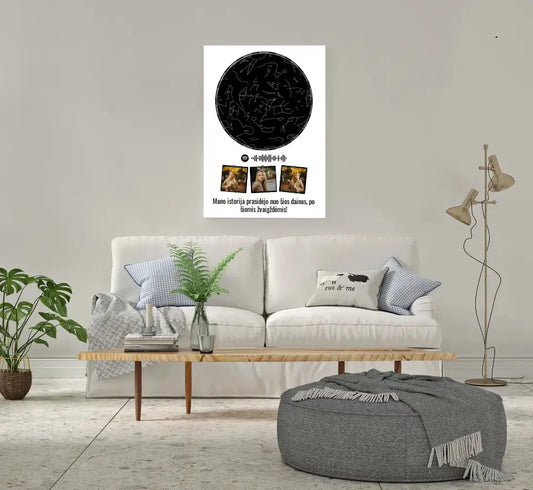 Personalizuotas žvaigždžių žemėlapis ant drobės  Drobe -  dovanokis.lt