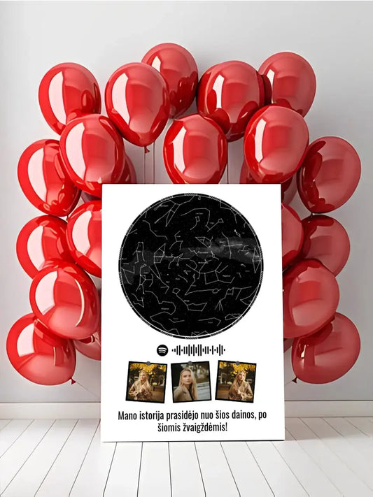 Personalizuotas žvaigždžių žemėlapis ant drobės  Drobe -  dovanokis.lt