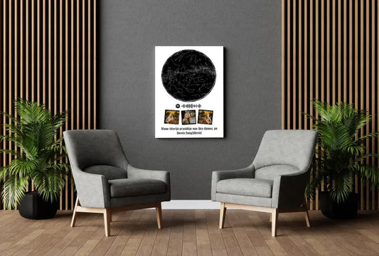 Personalizuotas žvaigždžių žemėlapis ant drobės  Drobe -  dovanokis.lt