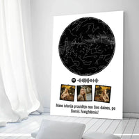 Personalizuotas žvaigždžių žemėlapis ant drobės  Drobe -  dovanokis.lt