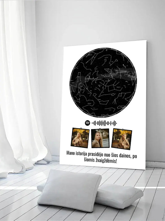 Personalizuotas žvaigždžių žemėlapis ant drobės  Drobe -  dovanokis.lt