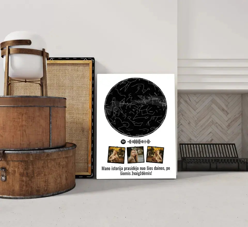 Personalizuotas žvaigždžių žemėlapis ant drobės  Drobe -  dovanokis.lt