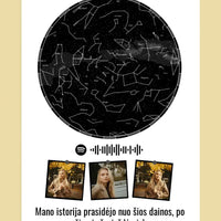 Personalizuotas žvaigždžių žemėlapis ant drobės  Drobe -  dovanokis.lt