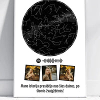Personalizuotas žvaigždžių žemėlapis, plakatas su rėmeliu  Posteris(Plakatas) -  dovanokis.lt