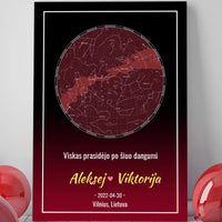 Personalizuotas žvaigždžių žemėlapis ant drobės  Drobe -  dovanokis.lt