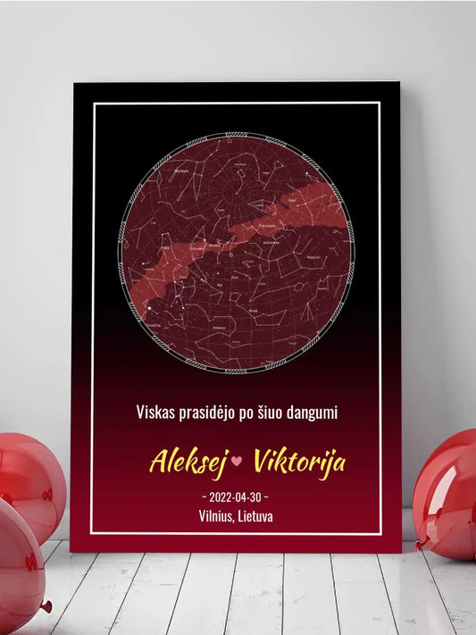 Personalizuotas žvaigždžių žemėlapis ant drobės  Drobe -  dovanokis.lt