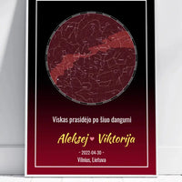 Personalizuotas žvaigždžių žemėlapis, plakatas su rėmeliu  Posteris(Plakatas) -  dovanokis.lt