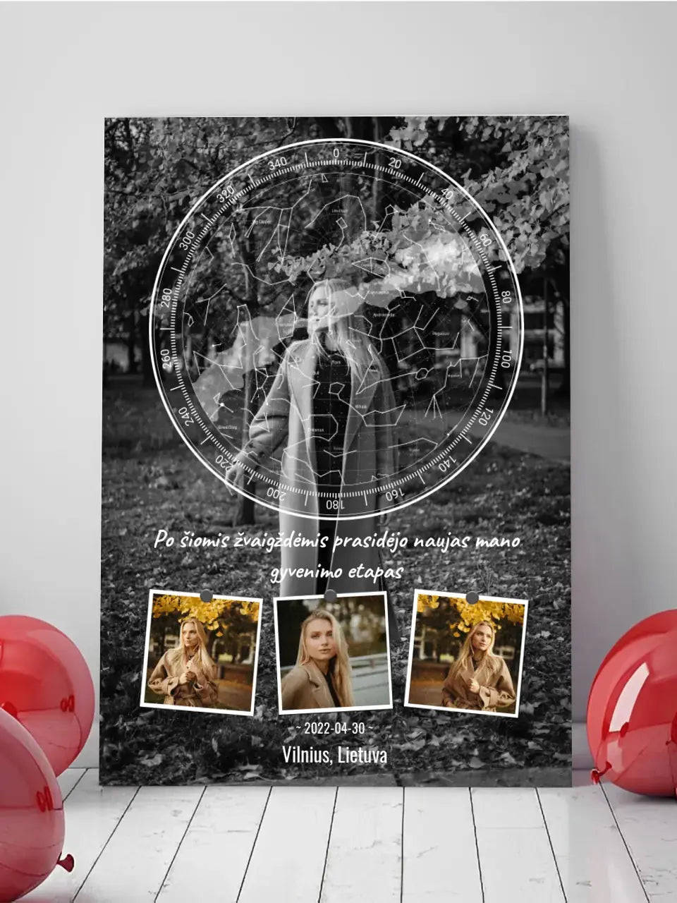 Personalizuotas žvaigždžių žemėlapis ant drobės  Drobe -  dovanokis.lt