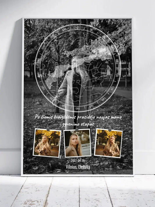 Personalizuotas žvaigždžių žemėlapis, plakatas su rėmeliu  Posteris(Plakatas) -  dovanokis.lt