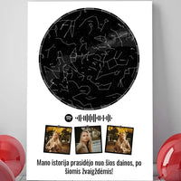 Personalizuotas žvaigždžių žemėlapis ant drobės  Drobe -  dovanokis.lt