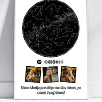Personalizuotas žvaigždžių žemėlapis, plakatas su rėmeliu  Posteris(Plakatas) -  dovanokis.lt