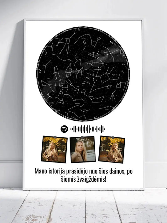 Personalizuotas žvaigždžių žemėlapis, plakatas su rėmeliu  Posteris(Plakatas) -  dovanokis.lt
