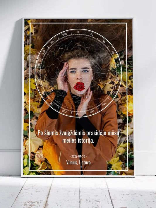 Personalizuotas žvaigždžių žemėlapis, plakatas su rėmeliu  Posteris(Plakatas) -  dovanokis.lt