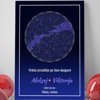 Personalizuotas žvaigždžių žemėlapis ant drobės  Drobe -  dovanokis.lt