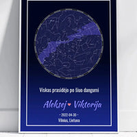 Personalizuotas žvaigždžių žemėlapis, plakatas su rėmeliu  Posteris(Plakatas) -  dovanokis.lt