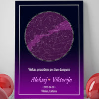 Personalizuotas žvaigždžių žemėlapis ant drobės  Drobe -  dovanokis.lt